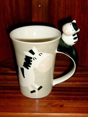 Indra Zebra Mug Stoneware Hand-painted, NEW WITHOUT TAG